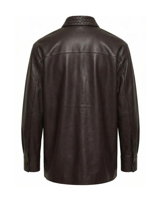 Bottega Veneta Brown Oversized Fit Leather Jacket