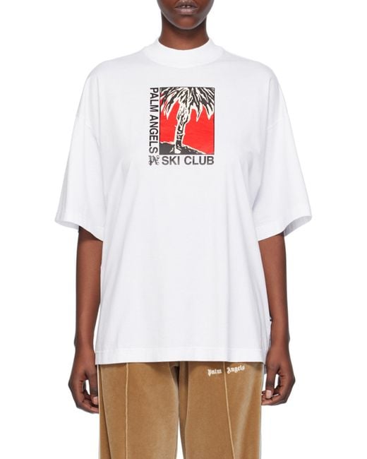 Palm Angels White Graphic Printed Crewneck T-Shirt