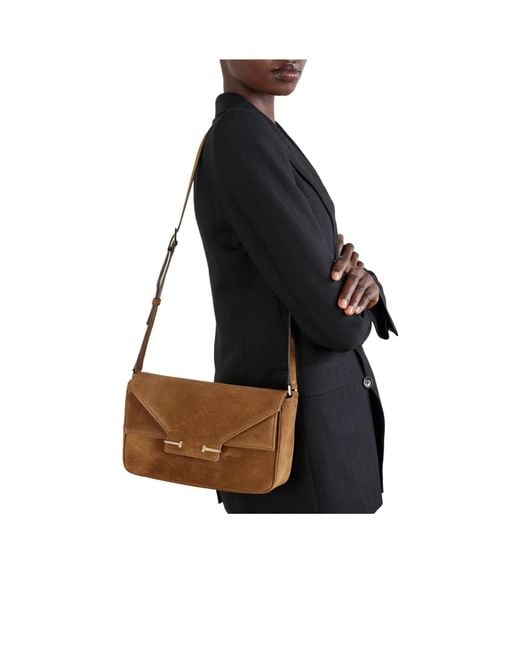 Tom Ford Brown Small Suede Shoulder Bag