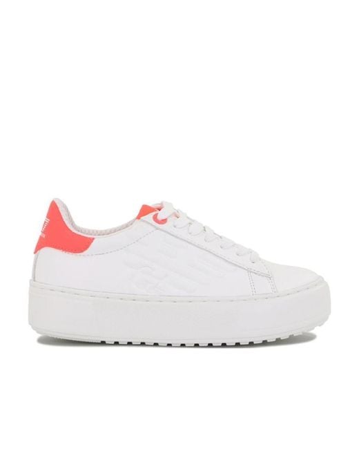 EA7 White Logo-Patterned Lace-Up Casual Sneakers