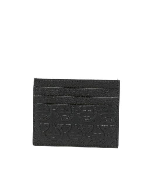 Ferragamo Black Ferragamo Gancini Embossed Card Holder for men