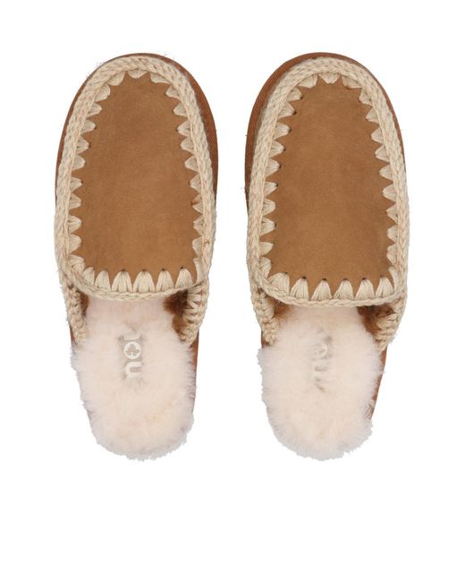Mou Brown Crochet Slip-On Sandals