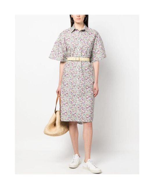 A.P.C. White Judith Floral-Print Shirt Dress