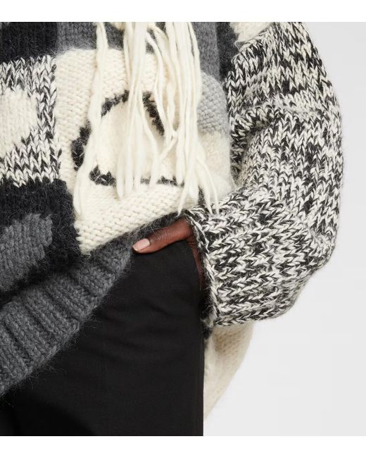 Joseph Multicolor High-Neck Floral Knit Sweater