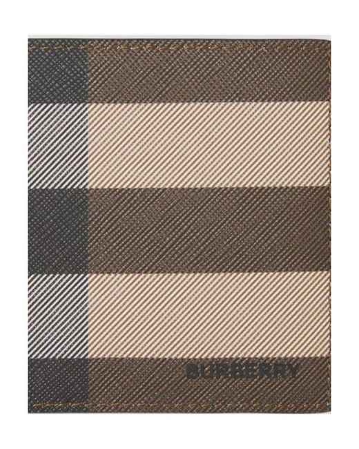 Burberry Gray Checked Bi-Fold Wallet for men