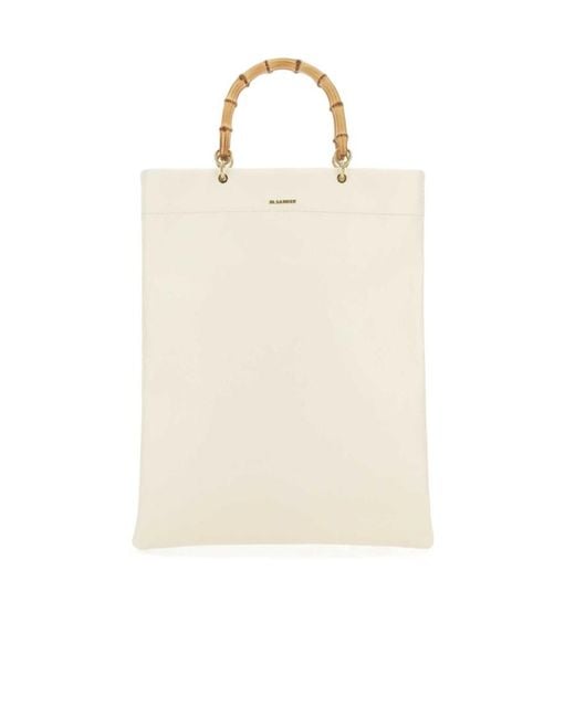 Jil Sander Natural Embossed Top Handle Bag