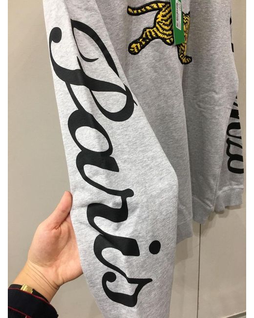 KENZO Gray Tiger Embroidered Pullover for men