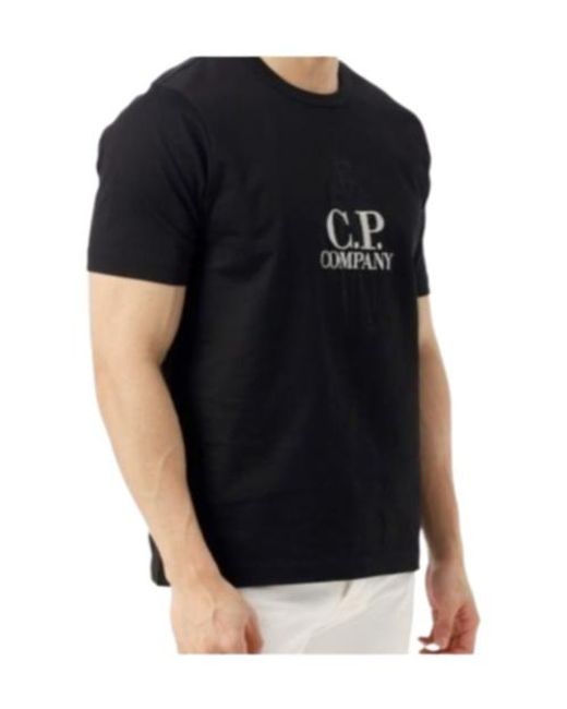 C P Company Black Logo Graphic T-Shirt for men