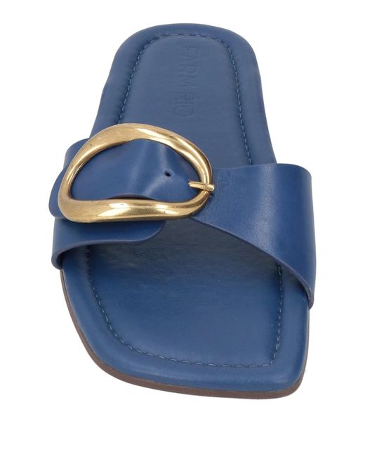 Farm Rio Blue Minimalist Leather Slippers