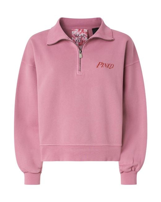 Pinko Pink Hal-Zip Collared Sweatshirt