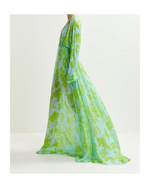 Essentiel Antwerp Green Light And Maxi-Length Dress With Floral Print