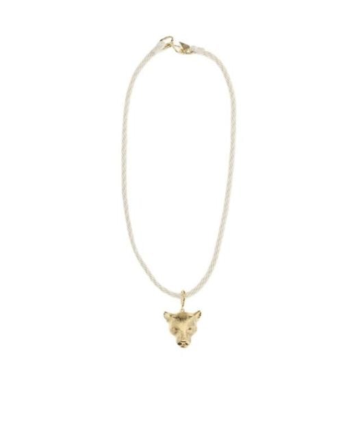 Forte_forte White Sculpture Puma Pendant Necklace