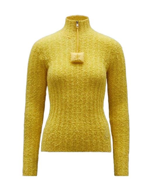Moncler Yellow X Jw Anderson Half-Zipped Knitted Jumper