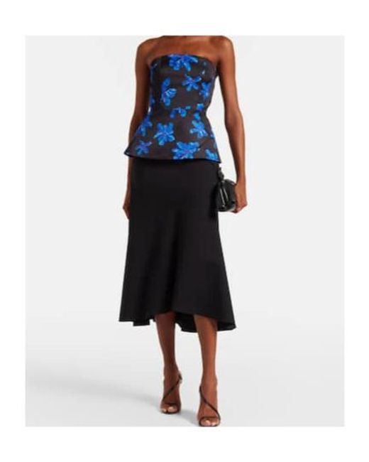 Emilia Wickstead Blue Regan Floral Genzianella Tube Top
