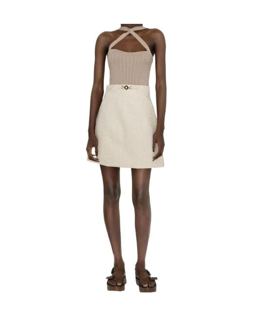 Patou Natural Cross-Strap Cable Knitted Top