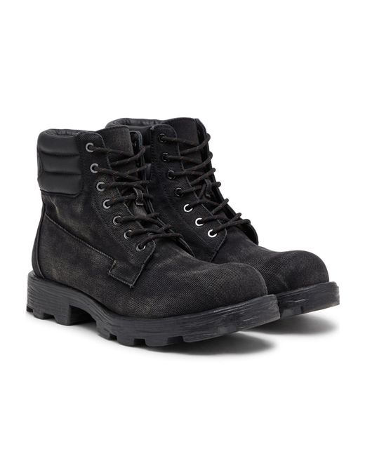 DIESEL D-Hammer Faded Lace-Up Boots in Black for Men | Lyst