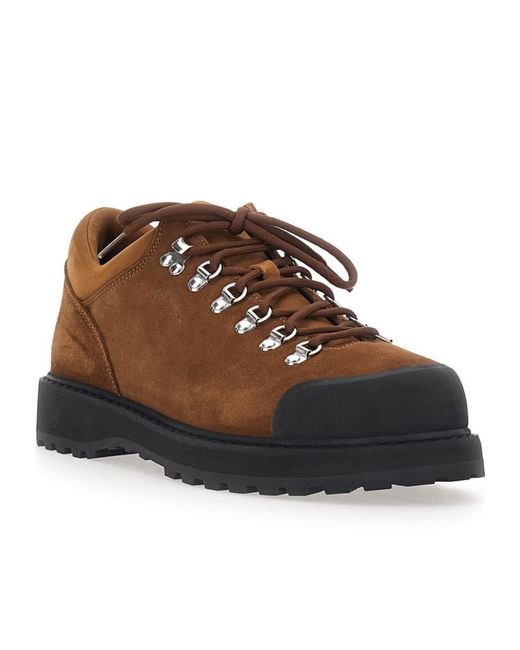 Diemme Brown Round-Toe Lace-Up Ankle Boots for men