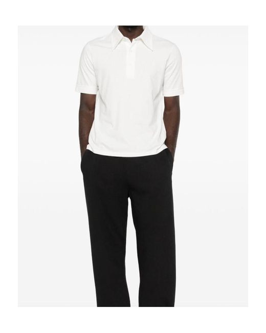MM6 by Maison Margiela White Short Sleeve Logo-Embroidered Polo Shirt for men