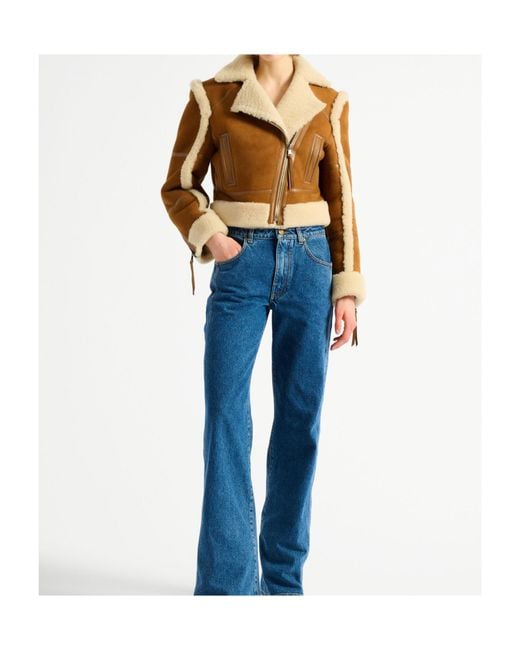 Balmain Metallic Shearling Biker Jacket