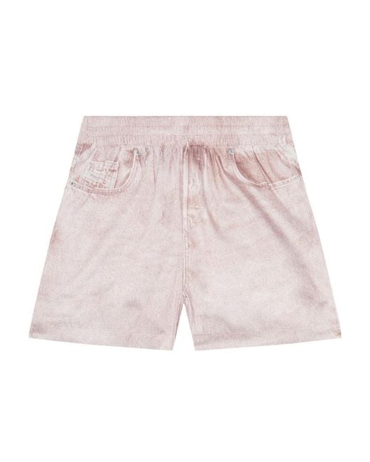 DIESEL Pink Logo Patch Elastic Waist Shorts