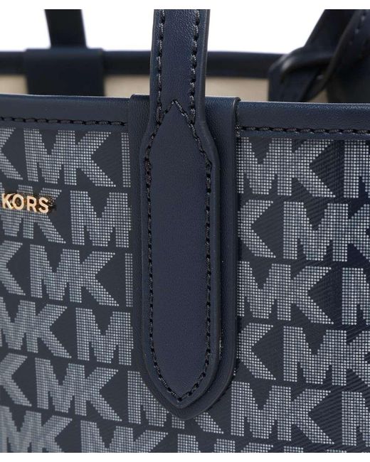 Michael Kors Blue Eliza Monogram-Print Tote Bag
