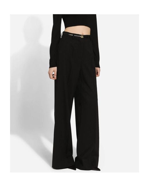 Dolce & Gabbana Black Pressed-Crease Palazzo Pants