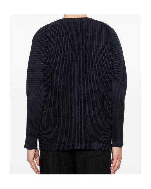 Homme Plissé Issey Miyake Black Pleated Buttoned Cardigan for men