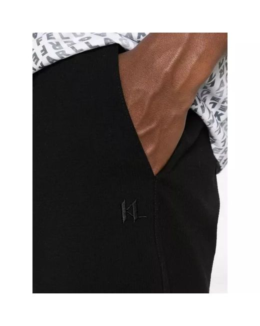 Karl Lagerfeld Black Logo-Embroidered Elasticated Shorts for men