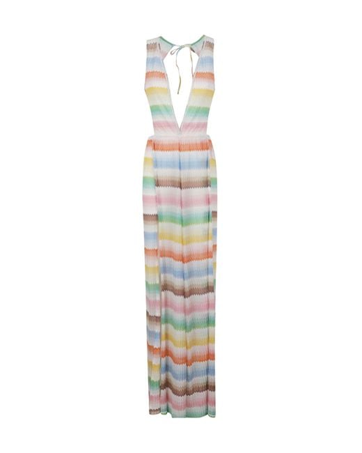 Missoni White Zigzag Pattern Open Back Jumpsuit