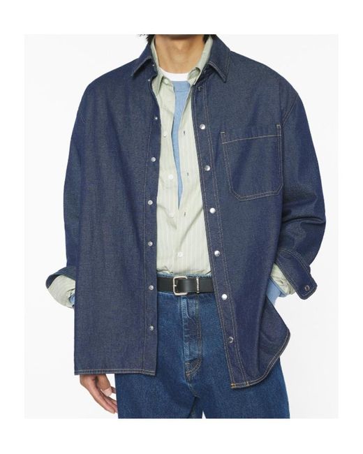 Maison Kitsuné Blue Maison Kitsuné Snap-Button Denim Shirt for men