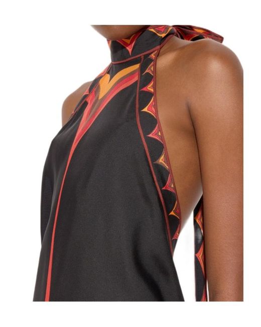 Emilio Pucci Red Pucci Printed Halterneck Maxi Dress