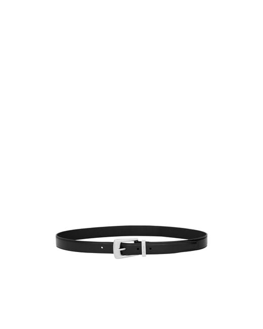 Saint Laurent White Folk Logo Engraved Belt for men