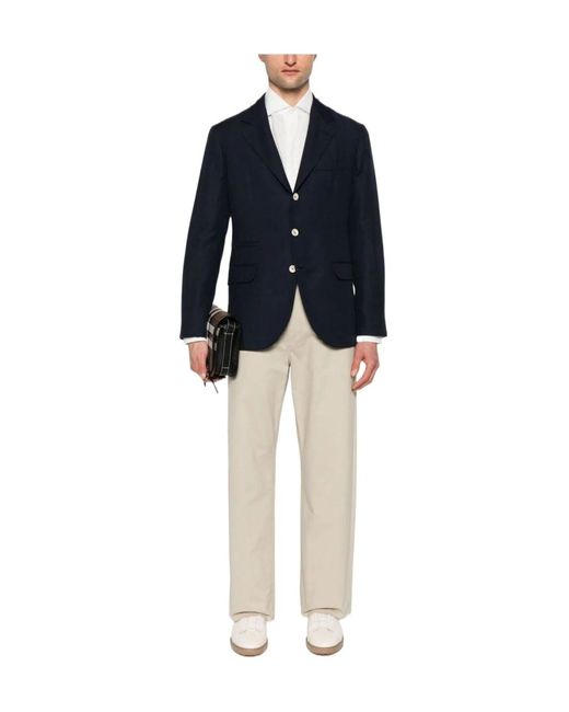 Brunello Cucinelli Blue Single-Breasted Blazer for men