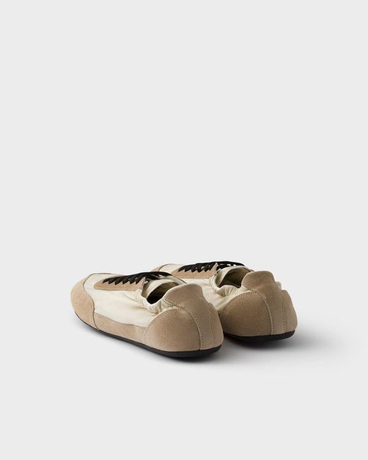 Prada White Two-Toned Collapse Sneakers
