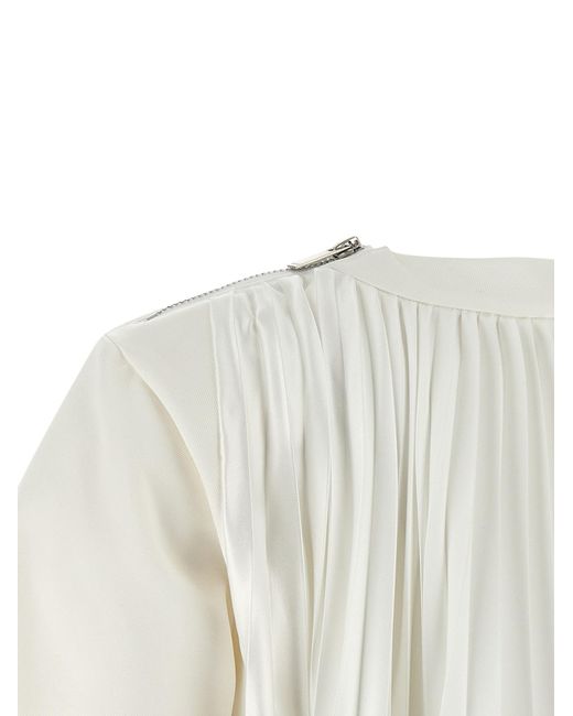 Sacai Blue Pleated-Back Crewneck Denim Dress