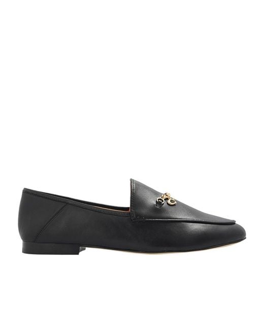 COACH Black Hanna Gold-tone Chain Leather Loafers
