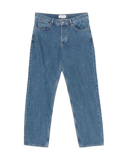 MARINE SERRE Blue Logo-Print Jeans for men
