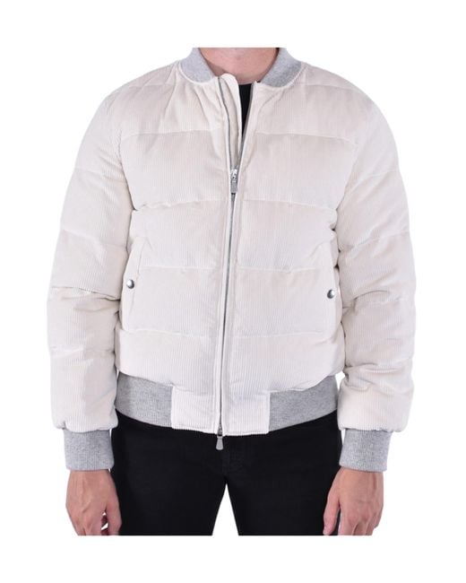 Eleventy White Velluto Bomber Jacket for men