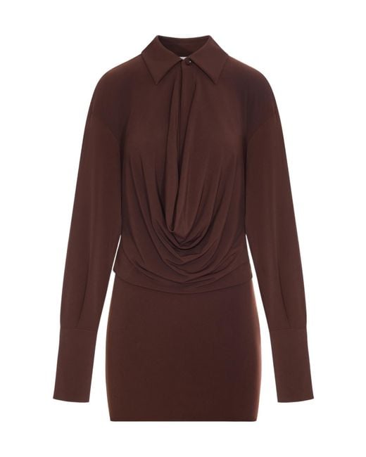 ANDAMANE Purple Deep V Collar Mini Dress