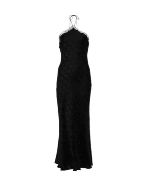 Stella McCartney Black Floral Jacquard Lace Midi Dress