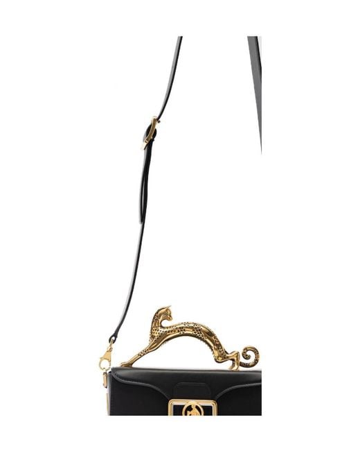 Lanvin Black Pencil Cat Leather Tote Bag