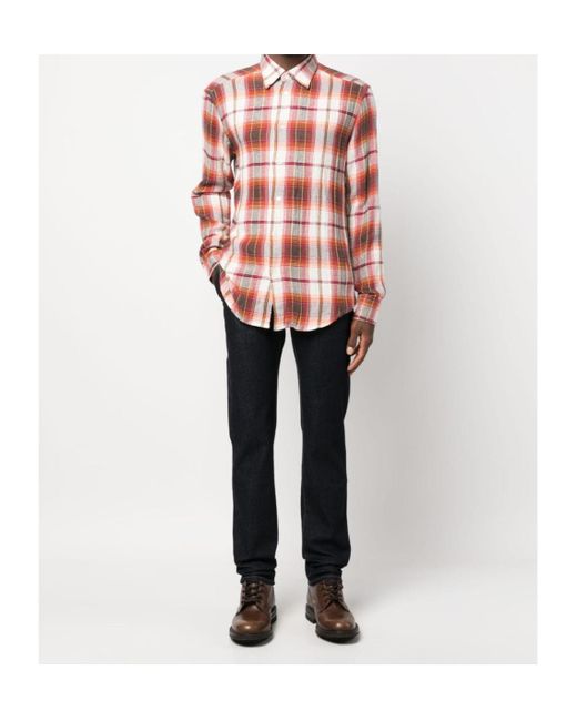 Barena Pink Plaid-Check Pattern Shirt for men