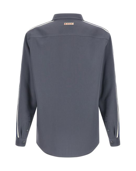 Marni Blue Chest Pocket Long-Sleeved Shirt for men