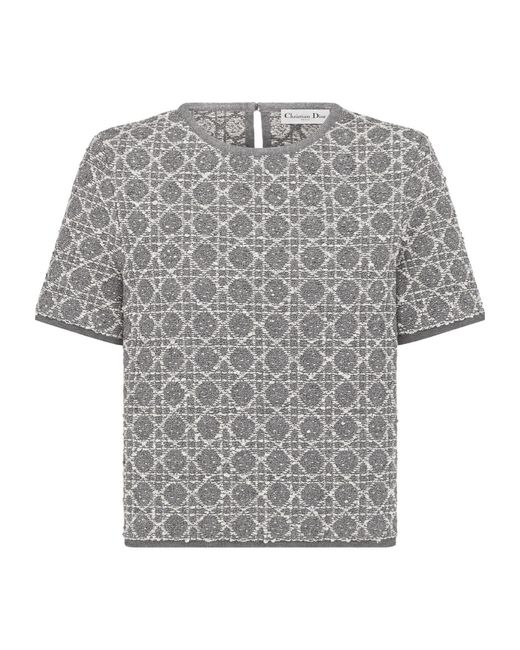 Dior Gray Macrocannage Short-Sleeved Top