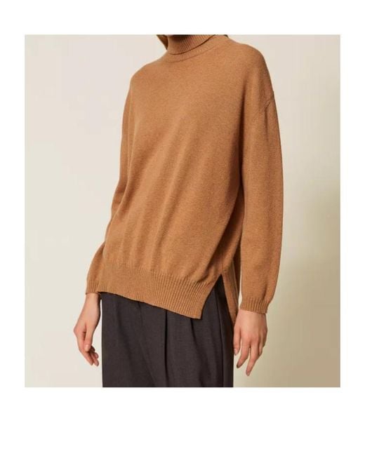Twinset Brown Turtle Neck Sweater