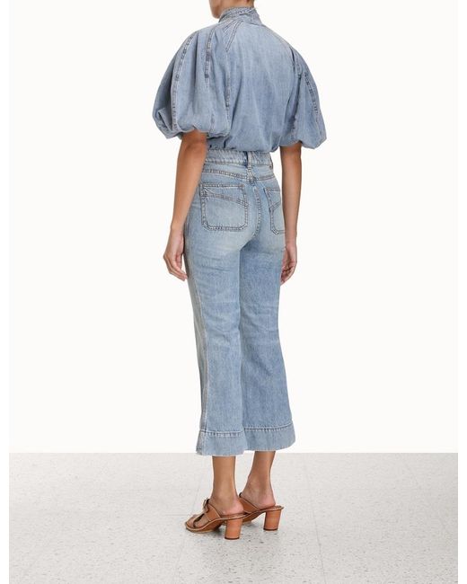Zimmermann Blue Cropped Flared Jeans