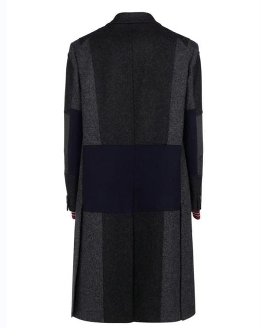 Valentino Blue Patchwork Single-Breasted Coat for men