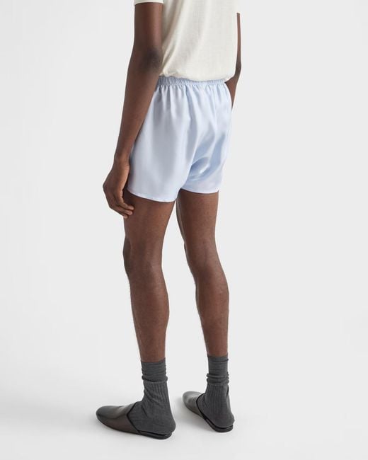 Prada Blue Silk Boxer Shorts for men