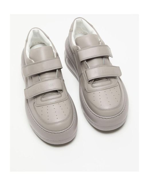 Acne Gray Leather Platform Sneakers