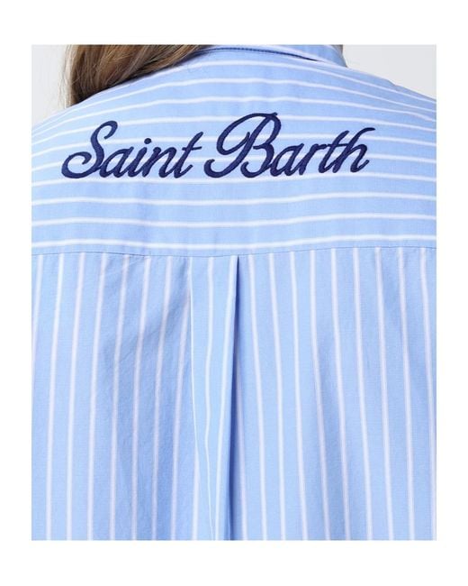 Mc2 Saint Barth Blue Adeline Striped Long Shirt